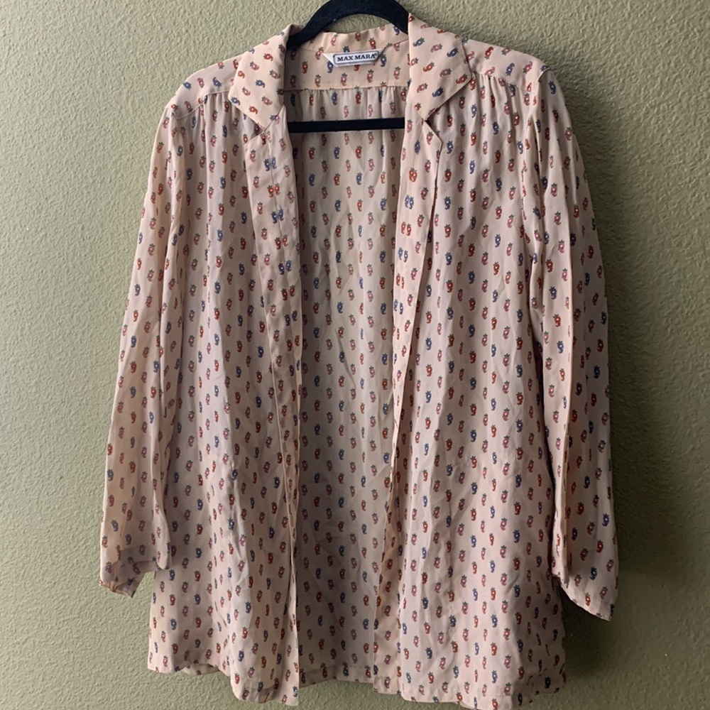 Max Mara open front blouse flower prints size 42